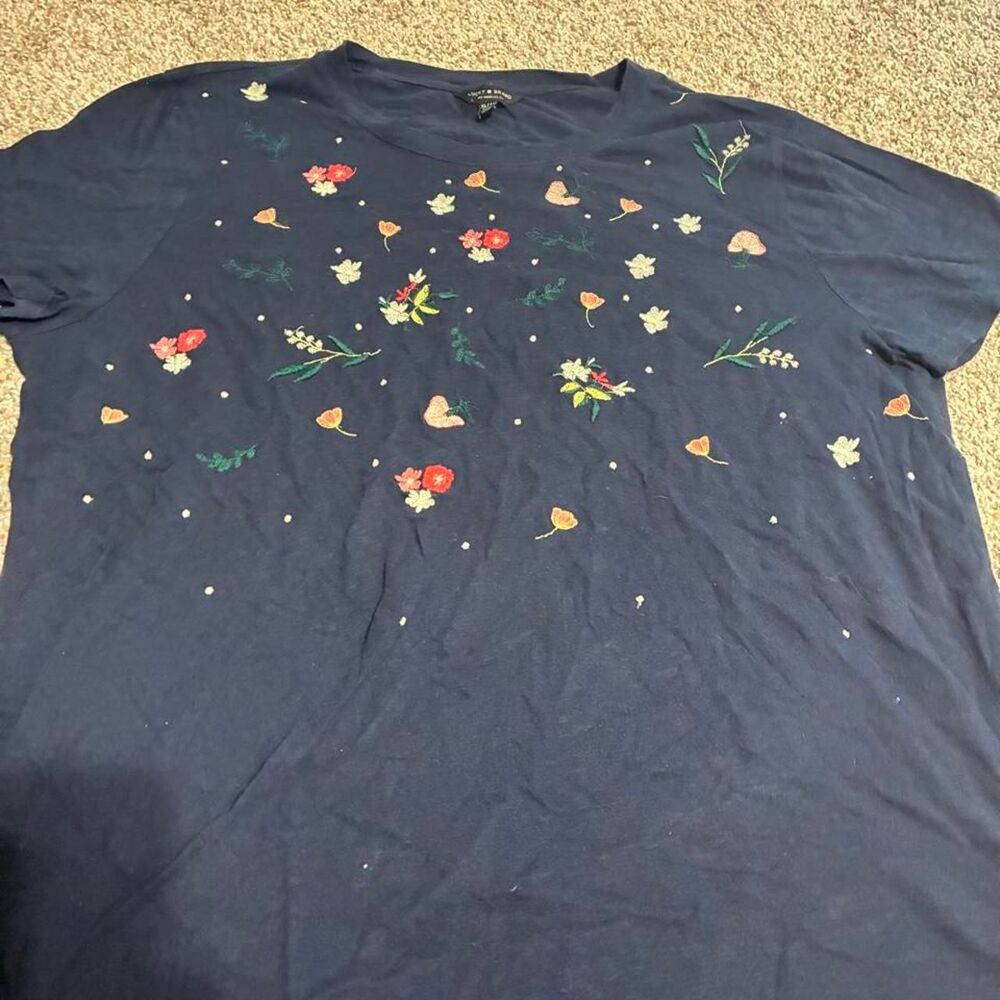 Lucky-brand Women's Navy and Blue T-shirt